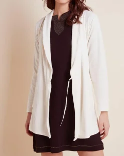 Le Chat Lingerie, Nuit|Peignoir en Velours Paola écru