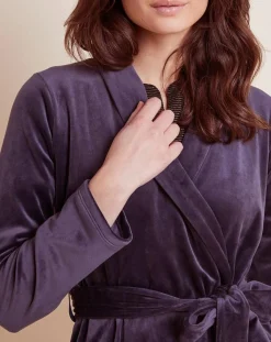 Le Chat Lingerie, Nuit|Peignoir en Velours Paola marine