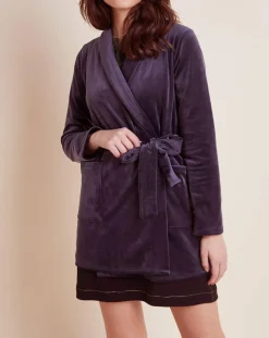Le Chat Lingerie, Nuit|Peignoir en Velours Paola marine