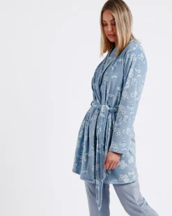 Admas Lingerie, Nuit|Peignoir Garden bleu/blanc