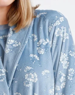 Admas Lingerie, Nuit|Peignoir Garden bleu/blanc