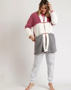 Admas Lingerie, Nuit|Peignoir rayé Bunnies on the Moon D rose ancien