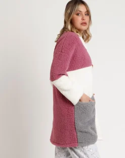 Admas Lingerie, Nuit|Peignoir rayé Bunnies on the Moon D rose ancien