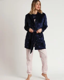 Admas Lingerie, Nuit|Peignoir You Are So Loved E bleu marine