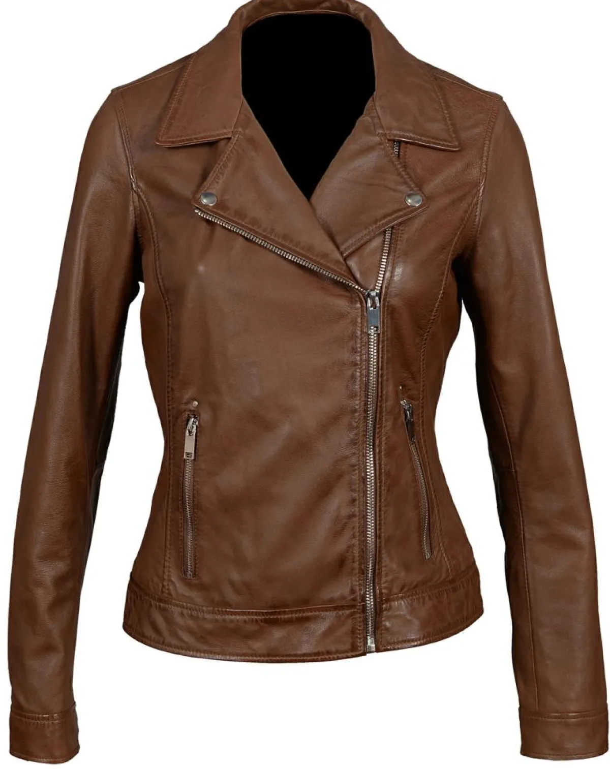 Chyston Vestes, Blousons|Perfecto en Cuir Afida cognac