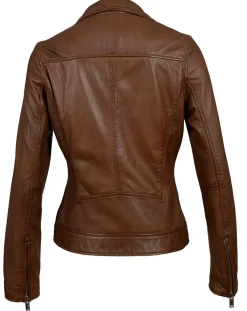 Chyston Vestes, Blousons|Perfecto en Cuir Afida cognac