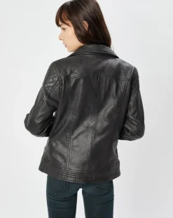 Chyston Vestes, Blousons|Perfecto en Cuir Alexine noir