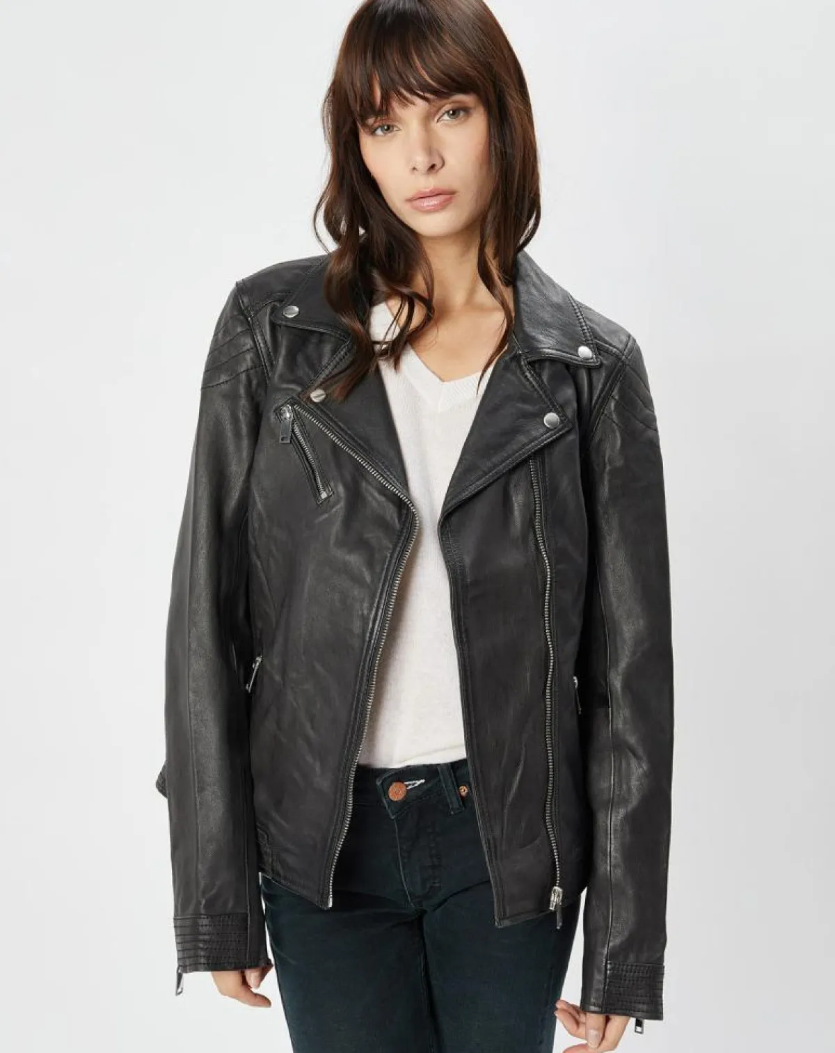 Chyston Vestes, Blousons|Perfecto en Cuir Alexine noir