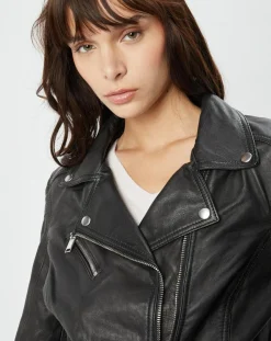 Chyston Vestes, Blousons|Perfecto en Cuir Alexine noir