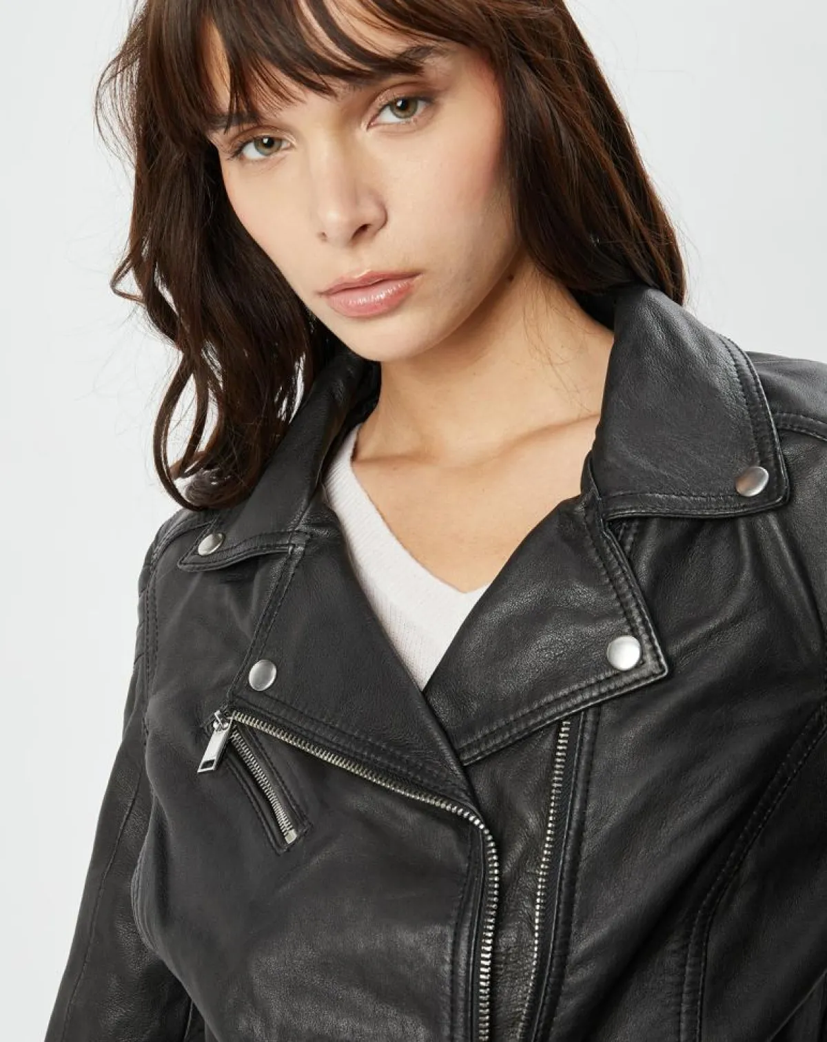 Chyston Vestes, Blousons|Perfecto en Cuir Alexine noir