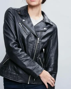 Chyston Vestes, Blousons|Perfecto en Cuir Alexine noir