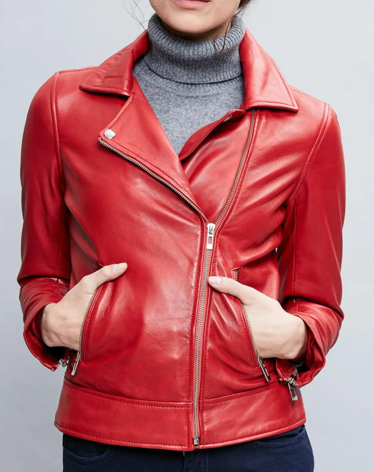 Chyston Vestes, Blousons|Perfecto en Cuir Deborah rouge