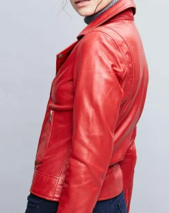 Chyston Vestes, Blousons|Perfecto en Cuir Deborah rouge