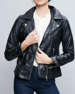 Chyston Vestes, Blousons|Perfecto en Cuir Deborah noir