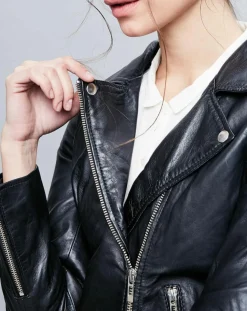 Chyston Vestes, Blousons|Perfecto en Cuir Deborah noir