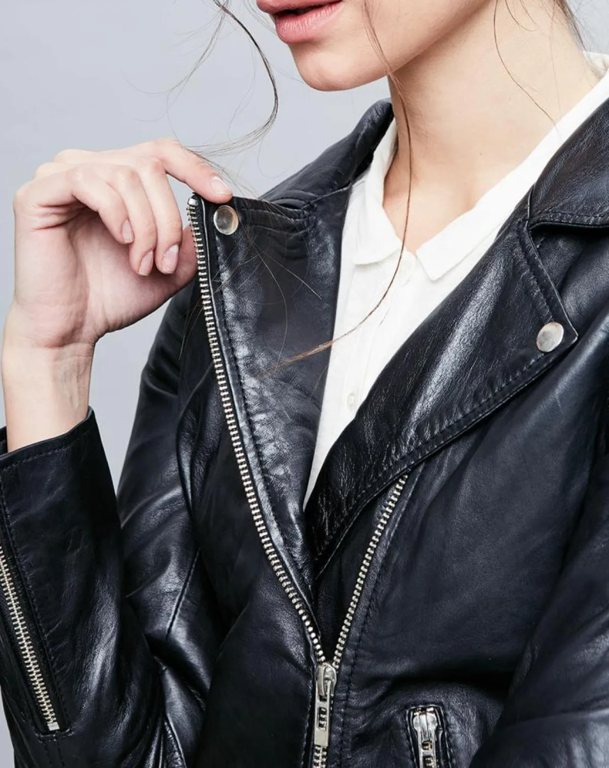 Chyston Vestes, Blousons|Perfecto en Cuir Deborah noir