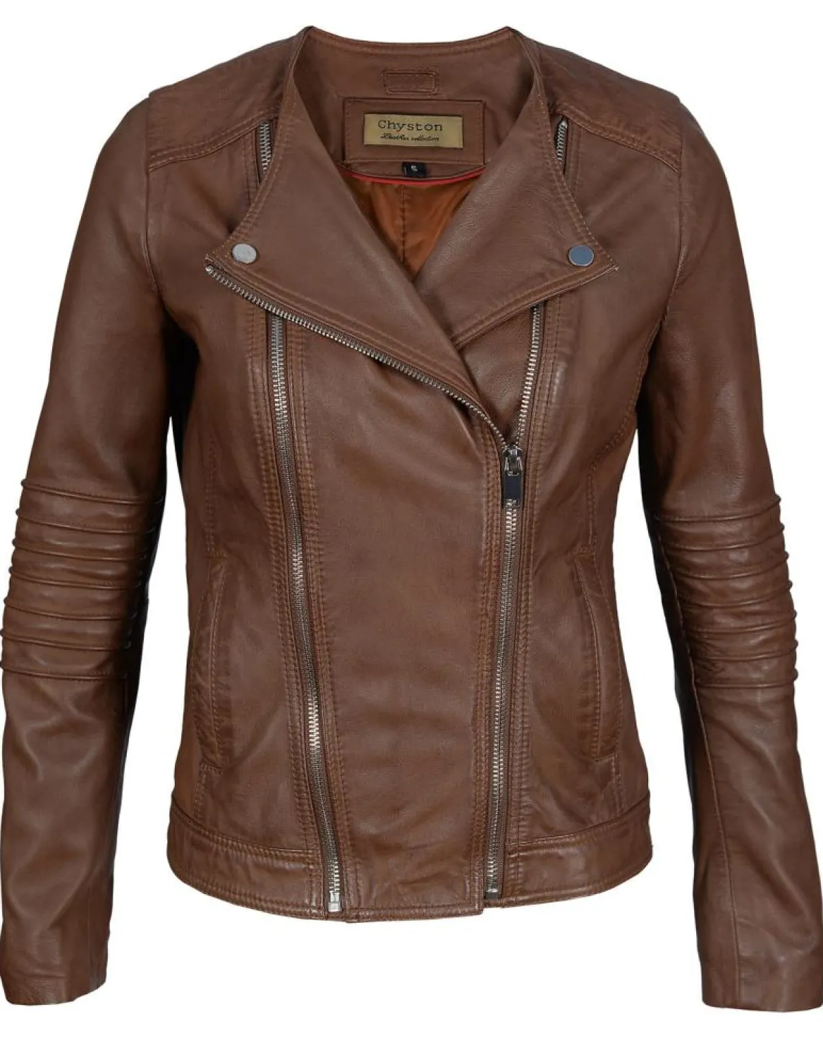 Chyston Vestes, Blousons|Perfecto en Cuir Jorgia cognac