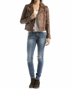 Blue Wellford Vestes, Blousons|Perfecto en Cuir Loire cognac