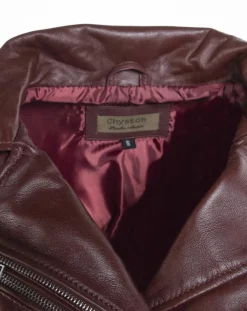 Chyston Vestes, Blousons|Perfecto en Cuir Ornella bordeaux