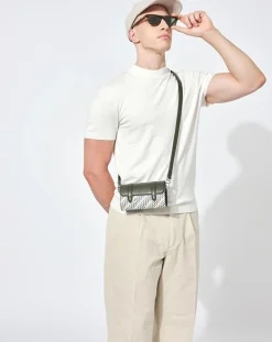 Maison Faret Sacs|Petit Sac Cyclo en Toile enduite & Cuir multicolore - 10x17x4.5 cm