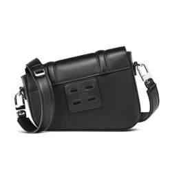 Maison Faret Sacs|Petit Sac en Toile enduite & Cuir Bordeaux noir/blanc - 14x19x4.5 cm