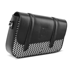 Maison Faret Sacs|Petit Sac en Toile enduite & Cuir Bordeaux noir/blanc - 14x19x4.5 cm