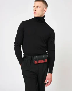 Maison Faret Sacs|Petit Sac en Toile enduite & Cuir Cyclo rouge/noir - 10x17x17 cm