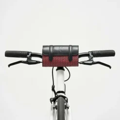 Maison Faret Sacs|Petit Sac en Toile enduite & Cuir Cyclo rouge/noir - 10x17x17 cm