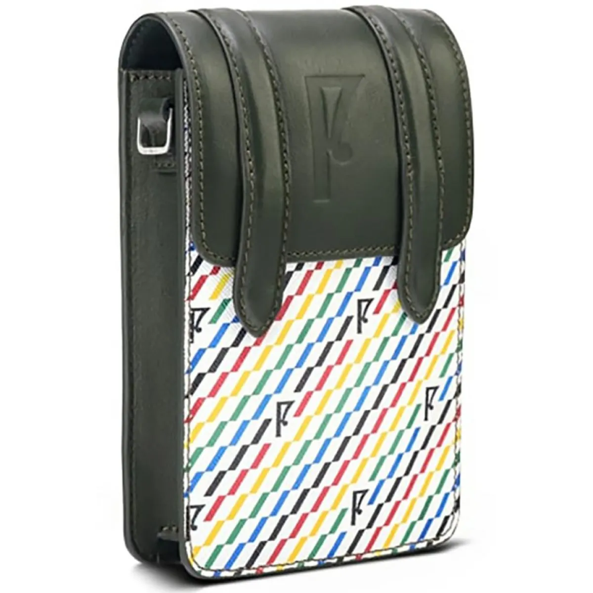 Maison Faret Sacs|Petit Sac en Toile enduite & Cuir Arguin noir/multicolore - 18x11.5x3 cm