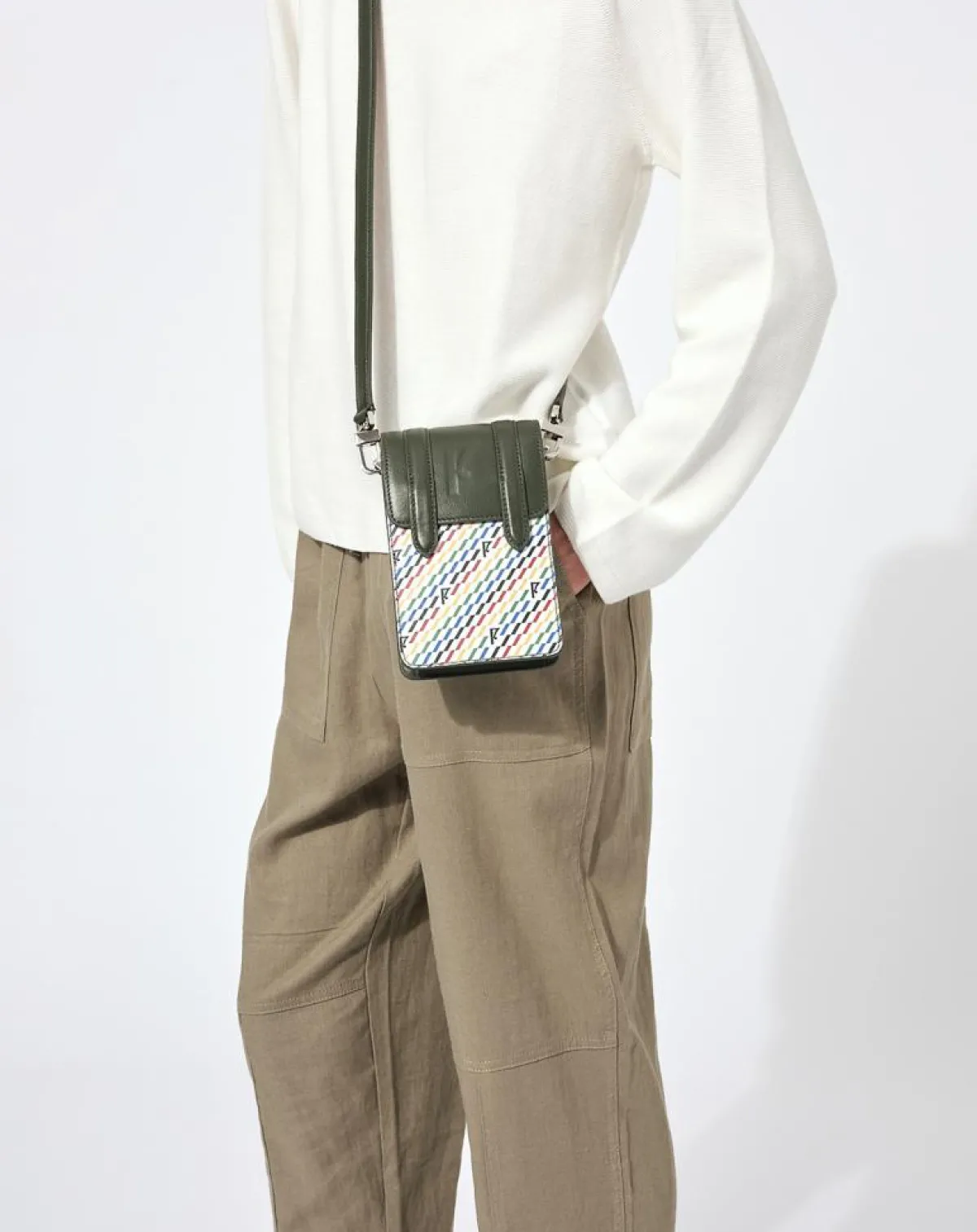 Maison Faret Sacs|Petit Sac en Toile enduite & Cuir Arguin noir/multicolore - 18x11.5x3 cm