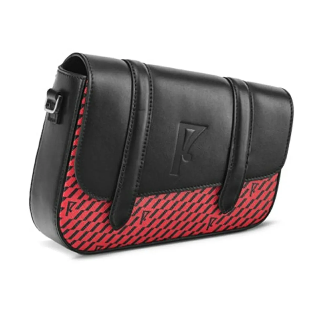 Maison Faret Sacs|Petit Sac en Toile enduite & Cuir Bordeaux rouge/noir - 14x19x4.5 cm