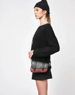 Maison Faret Sacs|Petit Sac en Toile enduite & Cuir Bordeaux rouge/noir - 14x19x4.5 cm