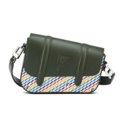 Maison Faret Sacs|Petit Sac en Toile enduite & Cuir Bordeaux noir/multicolore - 14x19x4.5 cm