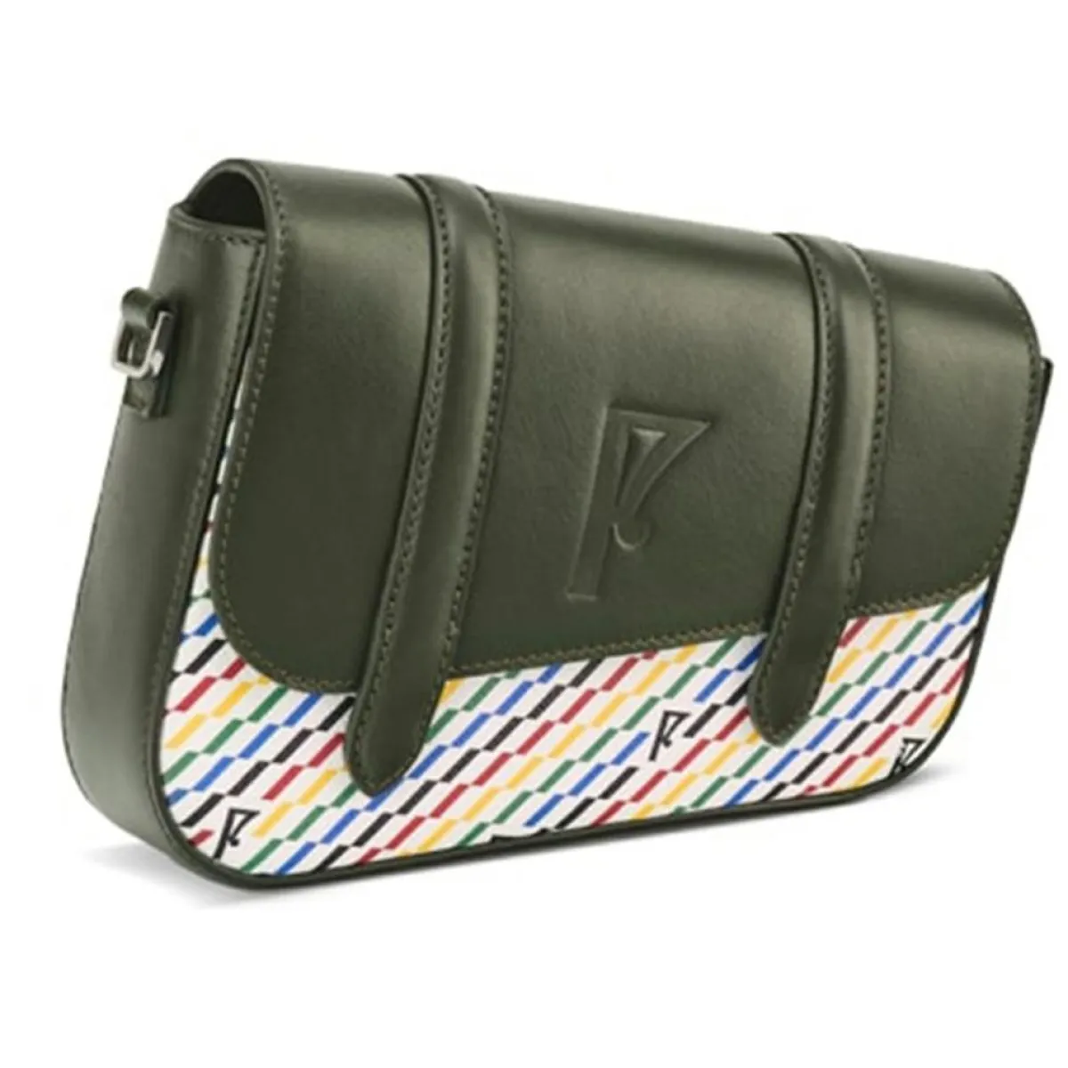 Maison Faret Sacs|Petit Sac en Toile enduite & Cuir Bordeaux noir/multicolore - 14x19x4.5 cm