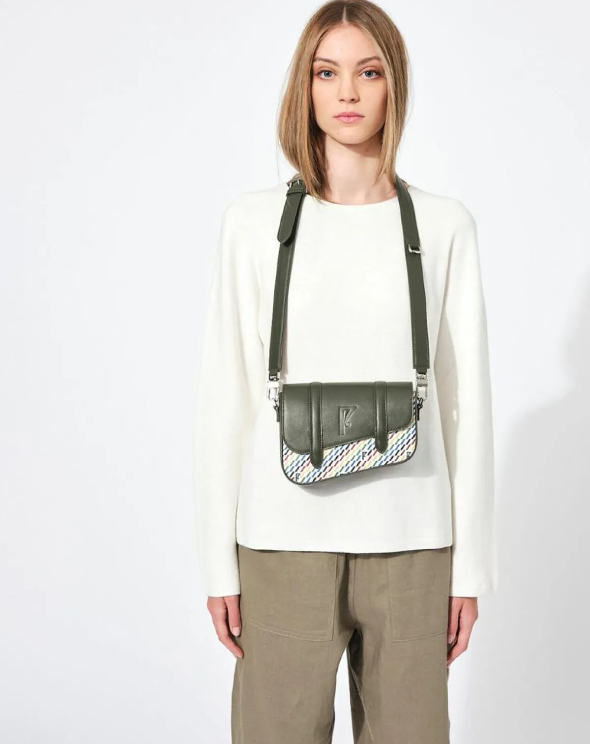 Maison Faret Sacs|Petit Sac en Toile enduite & Cuir Bordeaux noir/multicolore - 14x19x4.5 cm