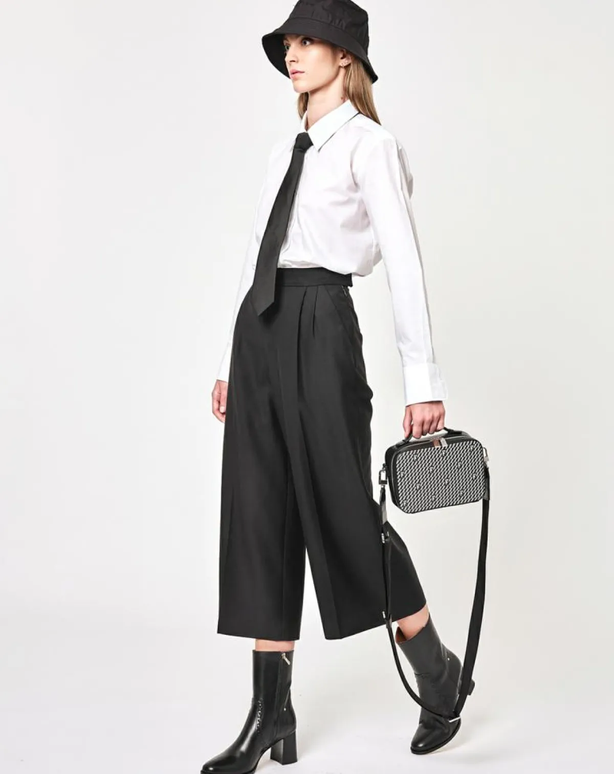 Maison Faret Sacs|Petit Sac en Toile enduite Pyla noir/blanc - 13x19x6.5 cm