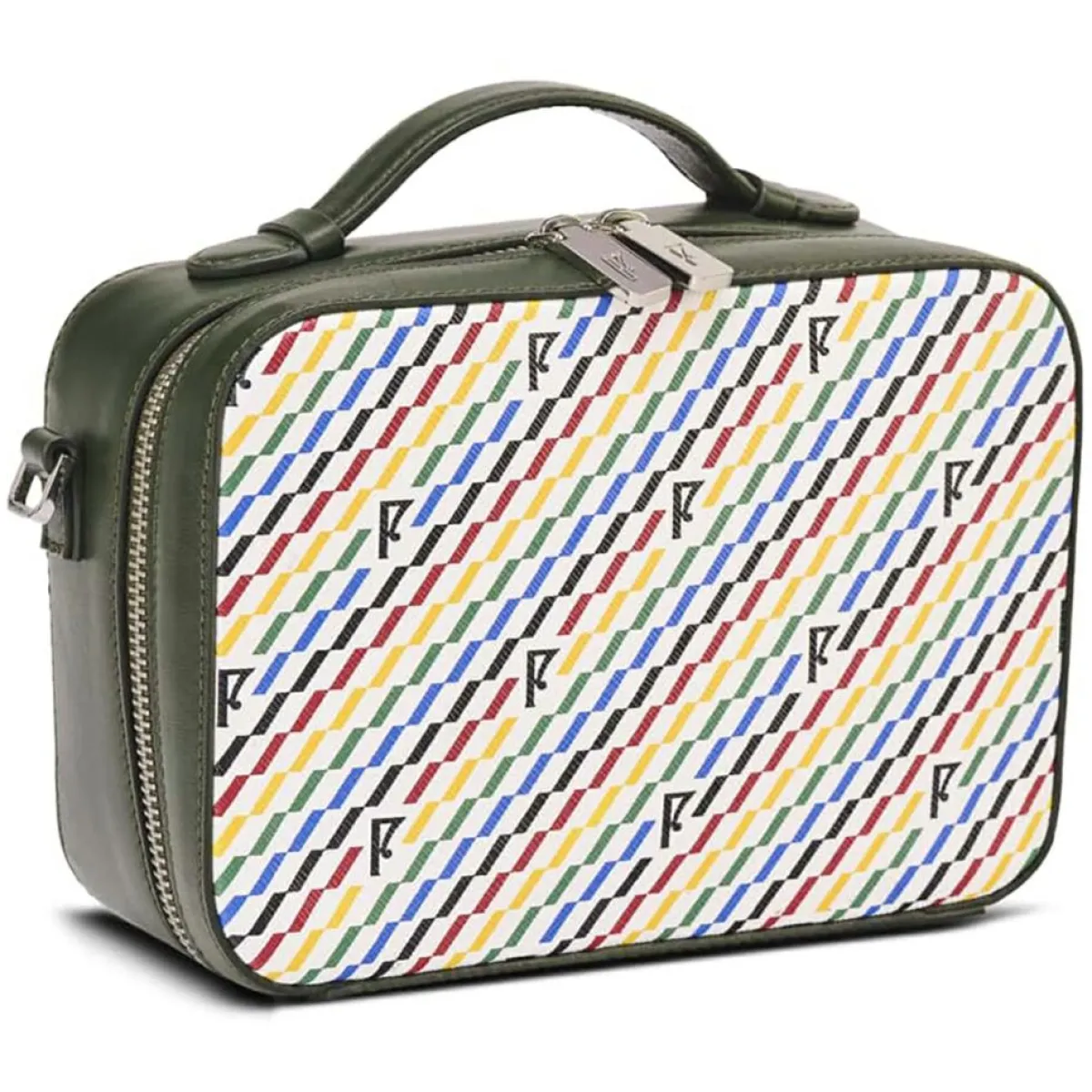 Maison Faret Sacs|Petit Sac en Toile enduite Pyla vert/multicolore - 13x19x6.5 cm