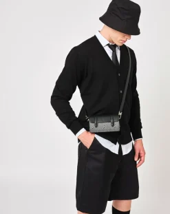 Maison Faret Sacs|Petit Sac en Toile enduite & Cuir Cyclo noir/blanc - 10x17x4.5 cm