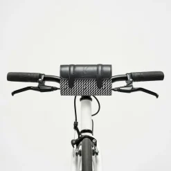 Maison Faret Sacs|Petit Sac en Toile enduite & Cuir Cyclo noir/blanc - 10x17x4.5 cm