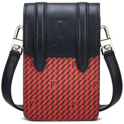 Maison Faret Sacs|Petit Sac en Toile enduite & Cuir Arguin rouge/noir - 18x11.5x3 cm