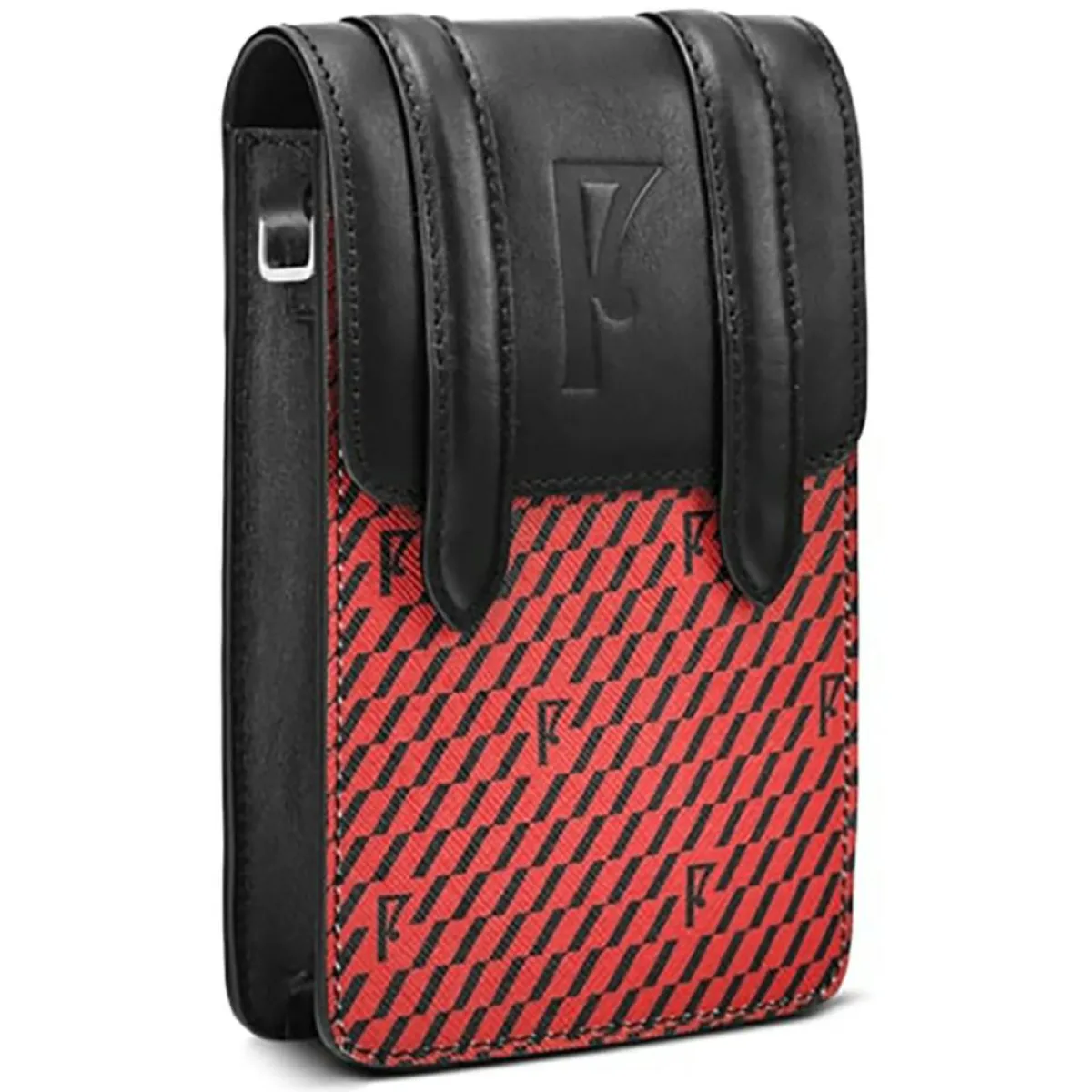 Maison Faret Sacs|Petit Sac en Toile enduite & Cuir Arguin rouge/noir - 18x11.5x3 cm