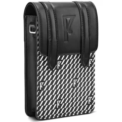 Maison Faret Sacs|Petit Sac en Toile enduite & Cuir Arguin noir/blanc - 18x11.5x3 cm