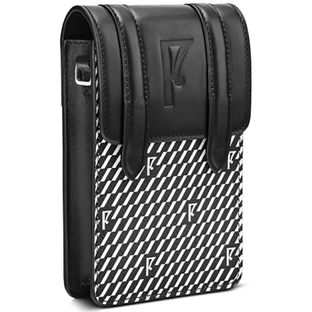 Maison Faret Sacs|Petit Sac en Toile enduite & Cuir Arguin noir/blanc - 18x11.5x3 cm