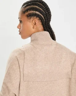 Cashmere Tribu Echarpes, Foulards|Plastron 100% Cachemire col montant en côtes Carla chestnut