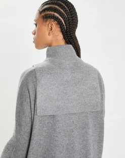 Cashmere Tribu Echarpes, Foulards|Plastron 100% Cachemire col montant en côtes Carla gris