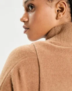 Cashmere Tribu Echarpes, Foulards|Plastron 100% Cachemire col montant en côtes Carla mocha