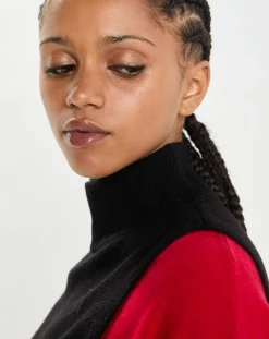 Cashmere Tribu Echarpes, Foulards|Plastron 100% Cachemire col montant en côtes Carla noir