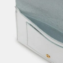 Galeries Lafayette Pochettes|Pochette en Cuir Fred Mif argentée - 11x17x1 cm