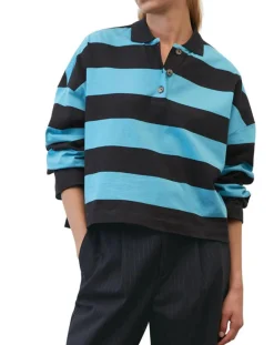 Marc O'Polo T-Shirts|Polo rayures rugby bleu/noir
