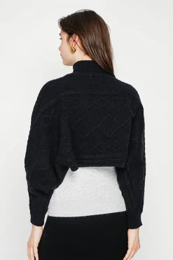 C&Jo Pulls|Poncho court col roulé noir